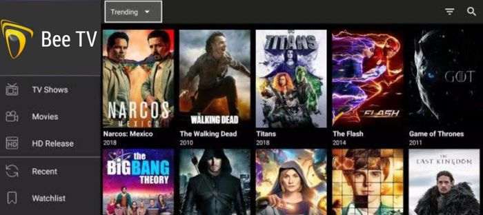 BeeTV APK download homescreen